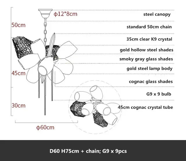 DecorBites™ Crystal Duplex Chandelier: Modern Artistic Living Room Lighting