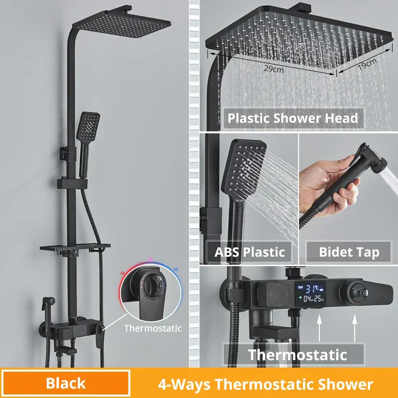 DecorBites™ Digital Display Shower Faucet Set with Rain Shower Head
