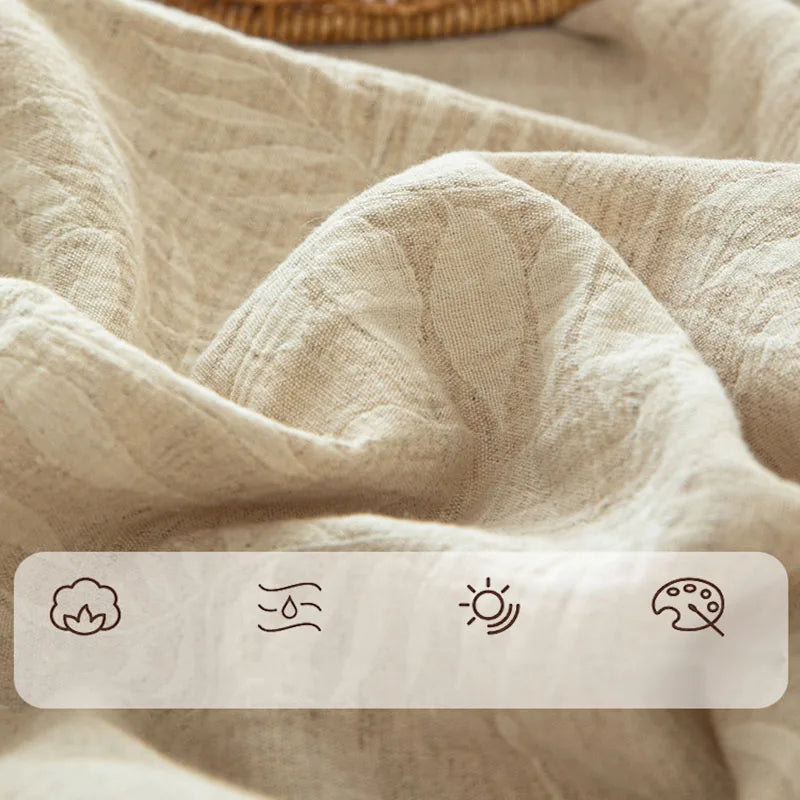 DecorBites™ Cotton & Linen Bed Sheet Set: Luxury, Skin-Friendly, All Seasons, Queen & King Sizes