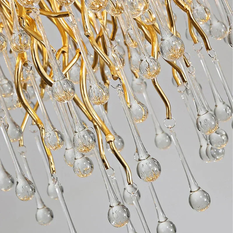 DecorBites™ Gold Crystal Ceiling Chandelier for Elegant Home Lighting