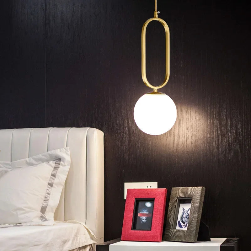 DecorBites™ Golden Glass Ball Pendant Lights - Modern Luminaire for Bedroom, Kitchen & Decor