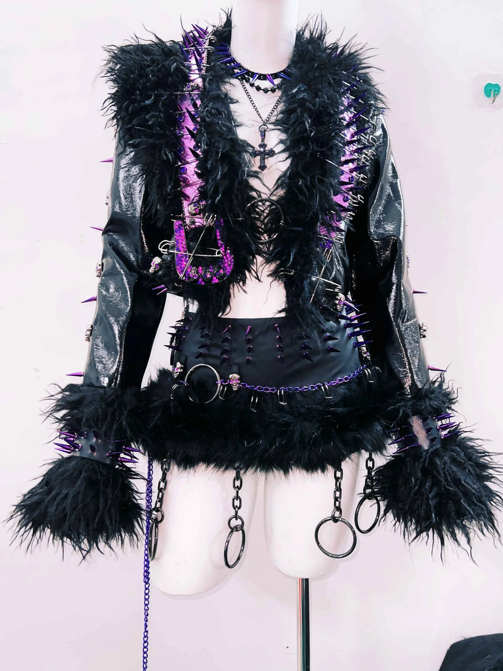 Women's Rivet Leather jacket Skull Leather jacket Gothic Leather jacket