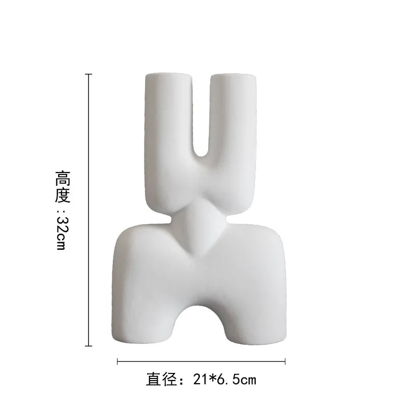DecorBites™ Geometric Ceramic Vase | Irregular Ornaments | Room Decoration Accessories