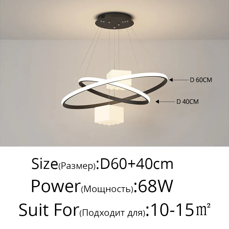 DecorBites™ LED Chandelier: Modern White Hanging Light for Living Room Kitchen, Indoor Decor Lamps