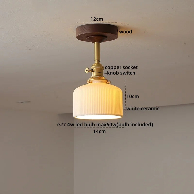 DecorBites™ Glass Wood LED Ceiling Light Nordic Design for Living Room & Corridor
