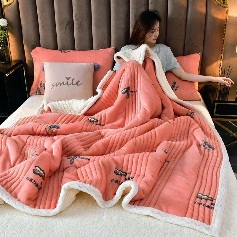 DecorBites™ Cozy Milk Velvet Blanket - 3 Layer Warmth & Fluffy Weighted Blanket