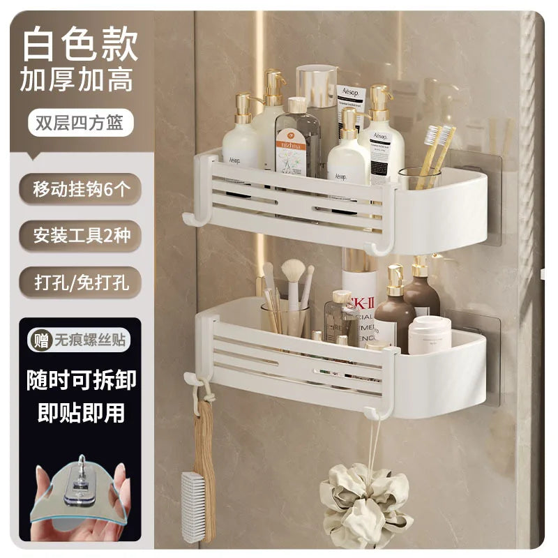 DecorBites™ Corner Shelf Organizer: Wall Mounted Storage Rack for Bathroom and Kitchen