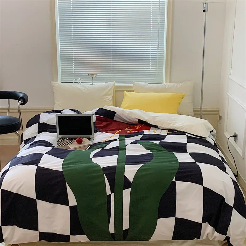 DecorBites™ Large Flowers Print Cotton Satin Full Size Comforter Bedding Set