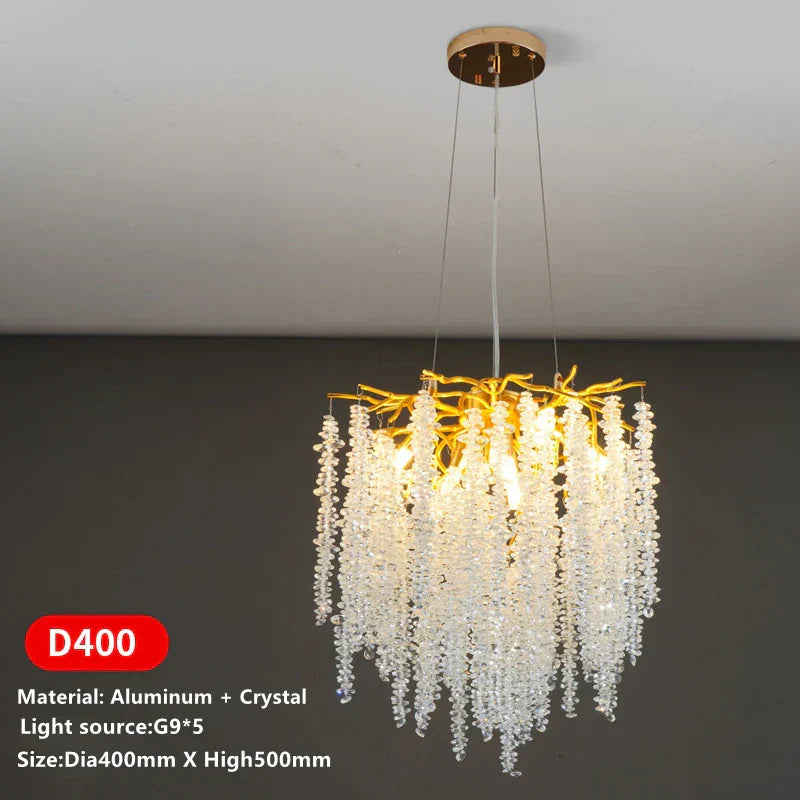 DecorBites™ Crystal Tassel Ceiling Chandelier for Luxe Living Room, Hall, and Restaurant Decor