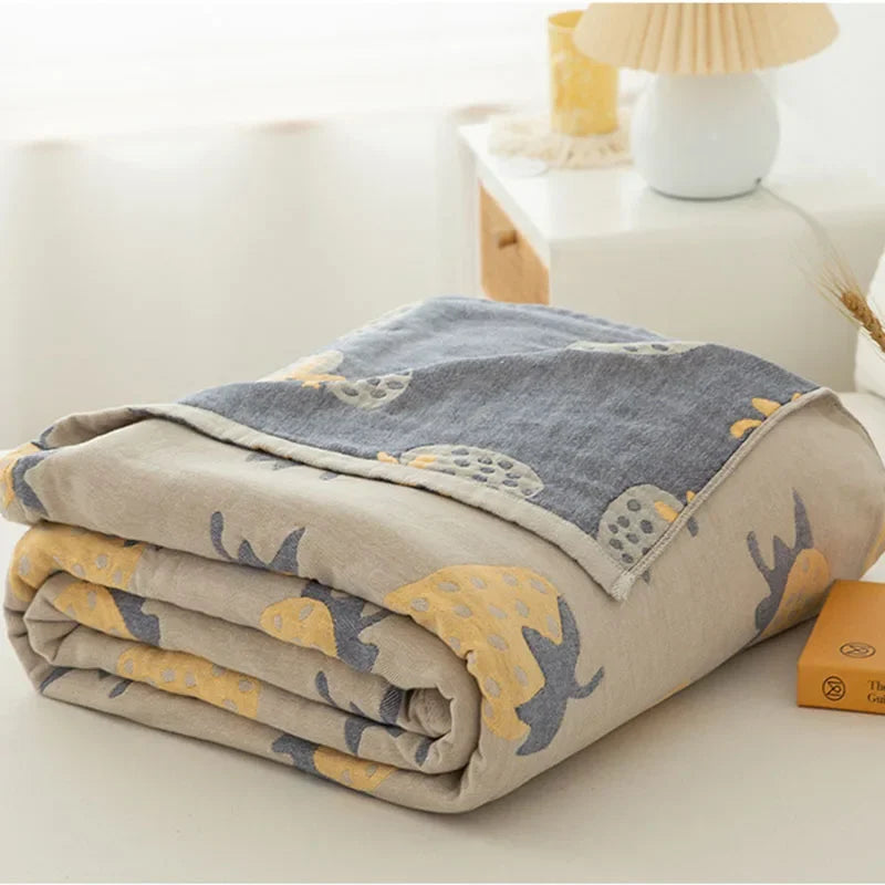 DecorBites™ Cotton Gauze Boho Throw Blanket - Cozy Bedspread & Sofa Cover