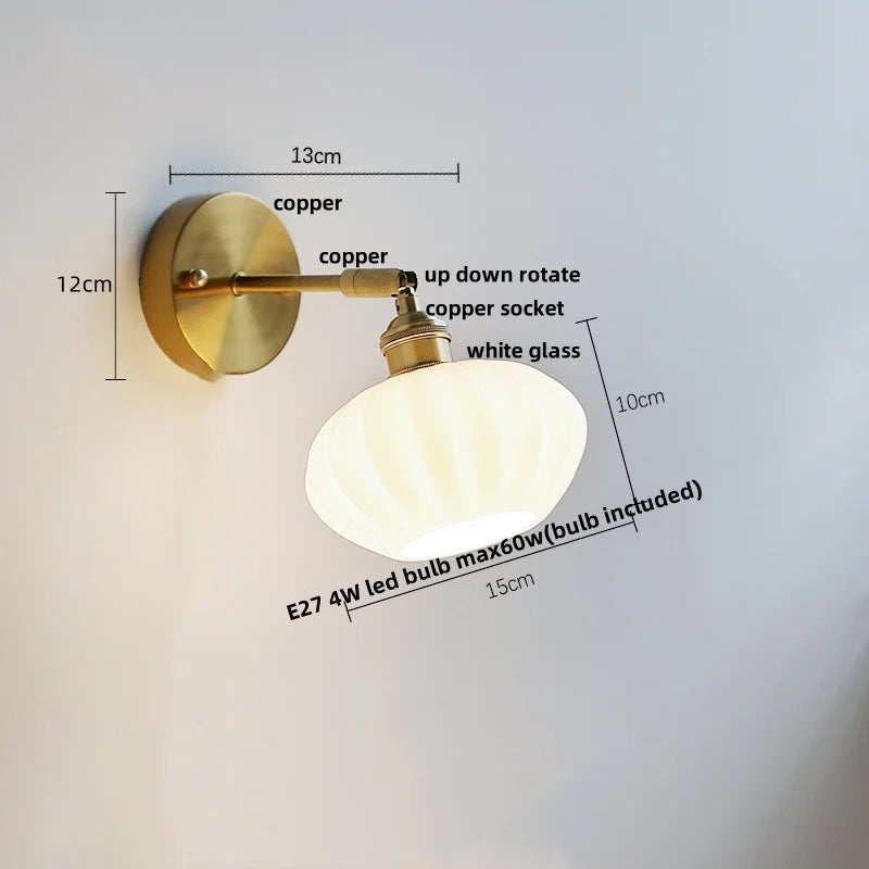 DecorBites™ Japanese Style LED Wall Sconce White Glass Rotate Pull Chain Stair Light Fixtures