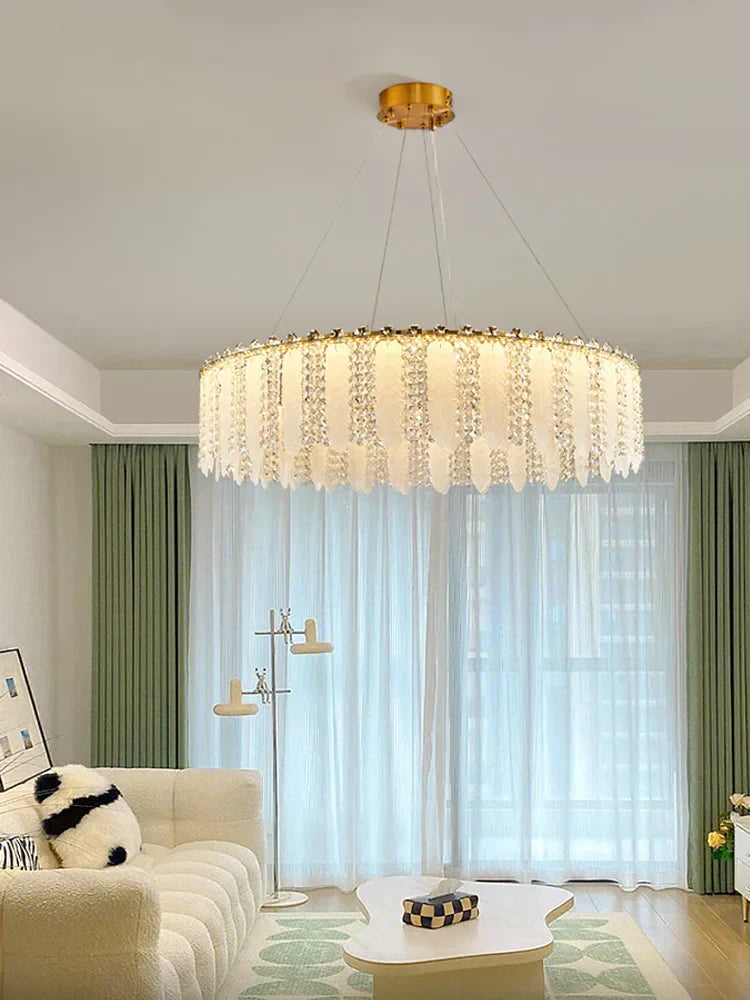 DecorBites™ French Cream Wind Crystal Chandelier 2024 - Modern & Romantic Lighting for Living, Bedroom, Dining