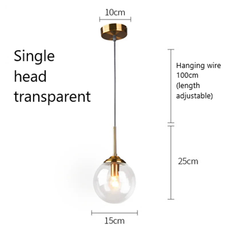 DecorBites™ Glass Pendant Lights: Nordic LED Hanging Lamp for Kitchen, Dining Room, Bedroom.
