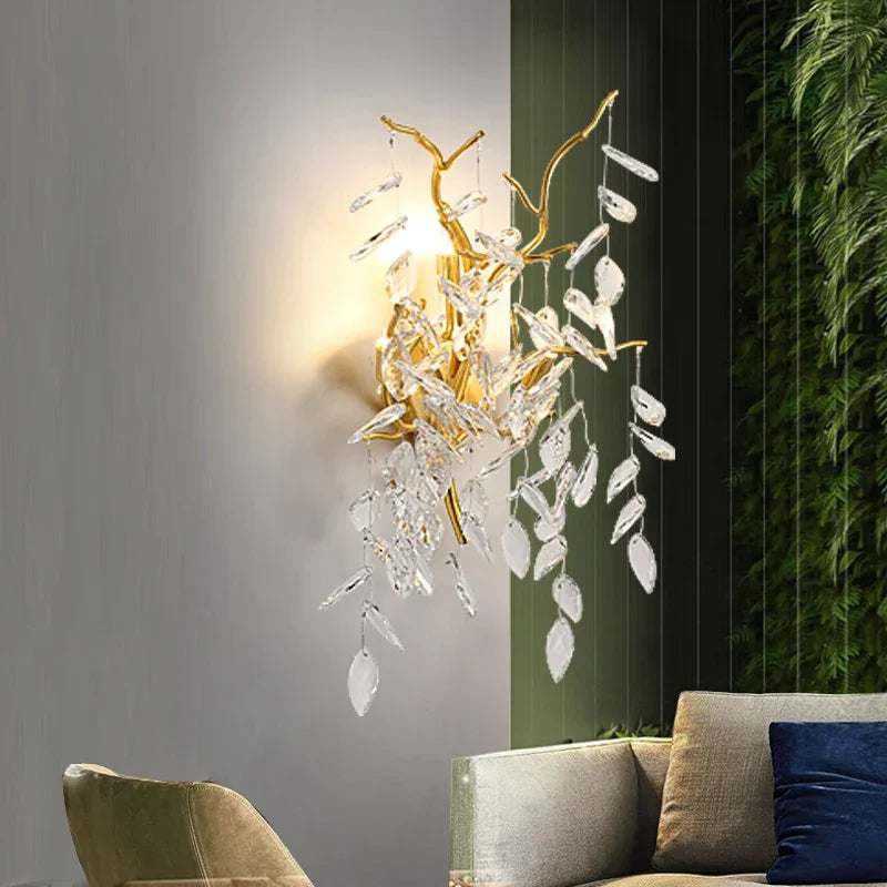 DecorBites™ Crystal LED Pendant Lights Gold Dining Room Branch Chandelier