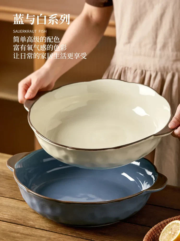 DecorBites™ Large Ceramic Fish Bowl for Noodles and Soup