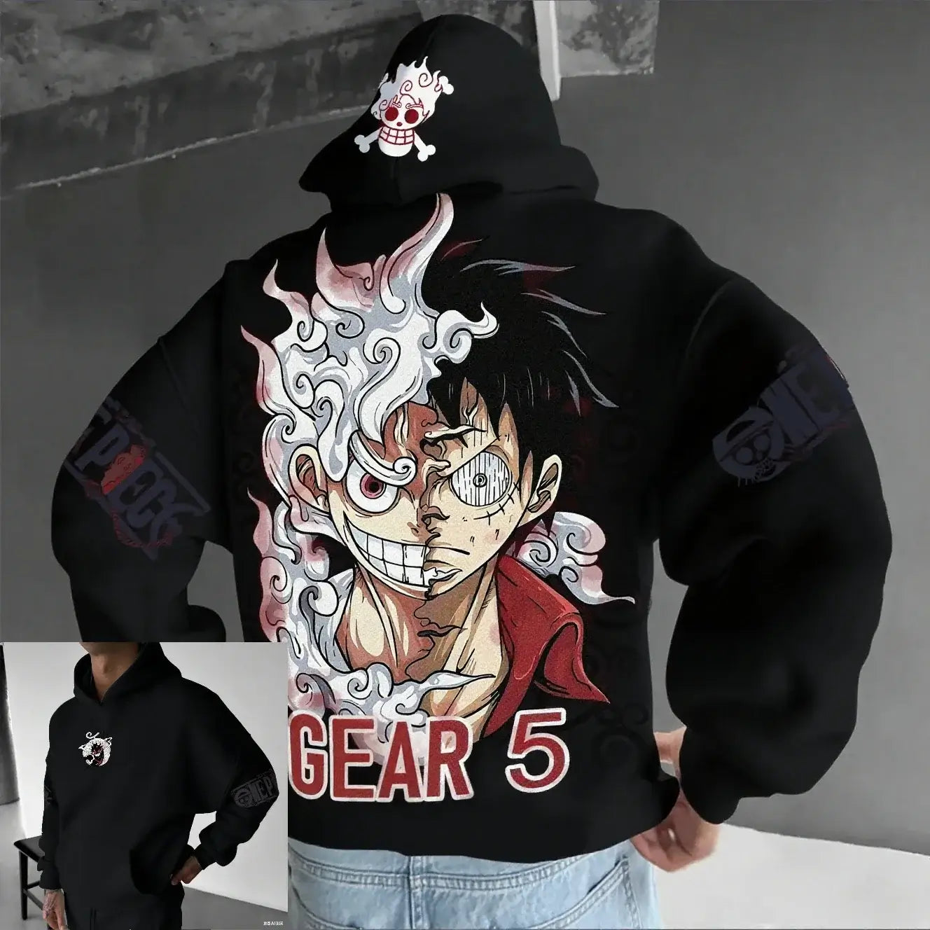 One Piece Luffy Gear 5 Nika Oversized Anime Hoodie