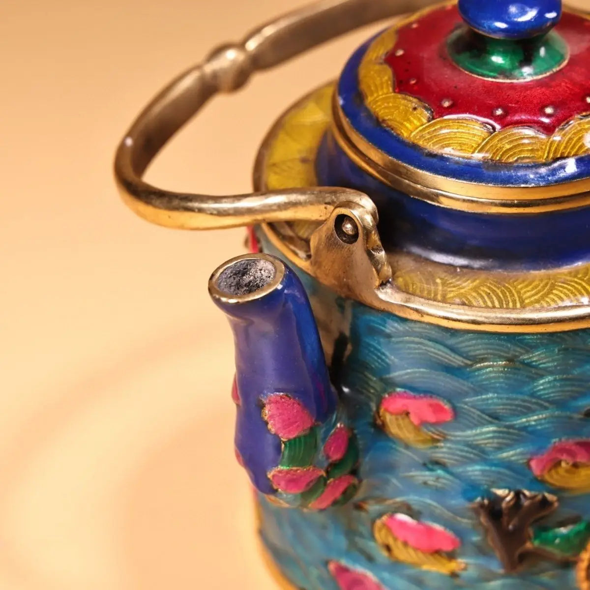 DecorBites™ Dragon Cloisonné Enamel Pan: Hand-painted and Gilded Copper, Chinese Style