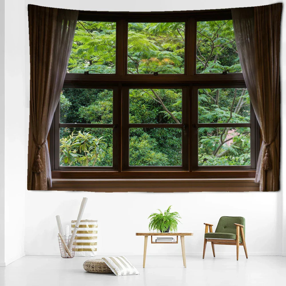 DecorBites™ Jungle Scenery Wall Tapestry: Natural Boho Minimalist Art for Home Decoration