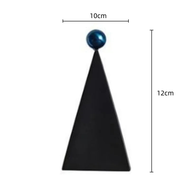 DecorBites™ Geometric Triangle Blue Ball Ornament: Abstract Decorative Figurine