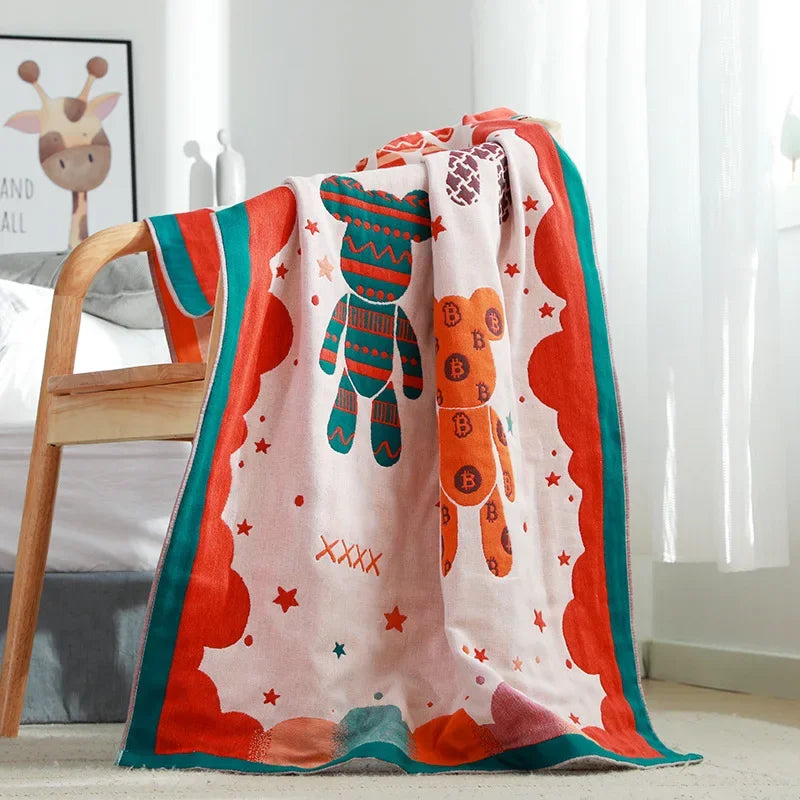 DecorBites™ Cotton Bath Towel - Boho Floral Design - Absorbent & Quick Dry - Large Size 80x160cm