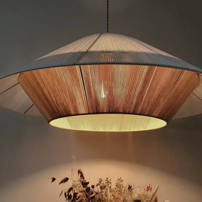DecorBites™ Hemp Rope Rattan Weave Chandelier LED Pendant Lights for Home Decor & Dining