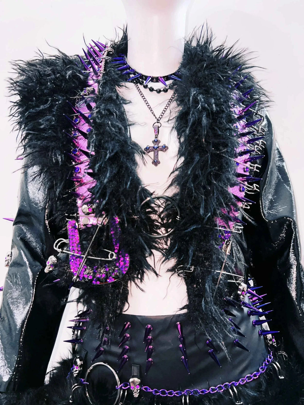 Women's Rivet Leather jacket Skull Leather jacket Gothic Leather jacket