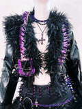 Women's Rivet Leather jacket Skull Leather jacket Gothic Leather jacket