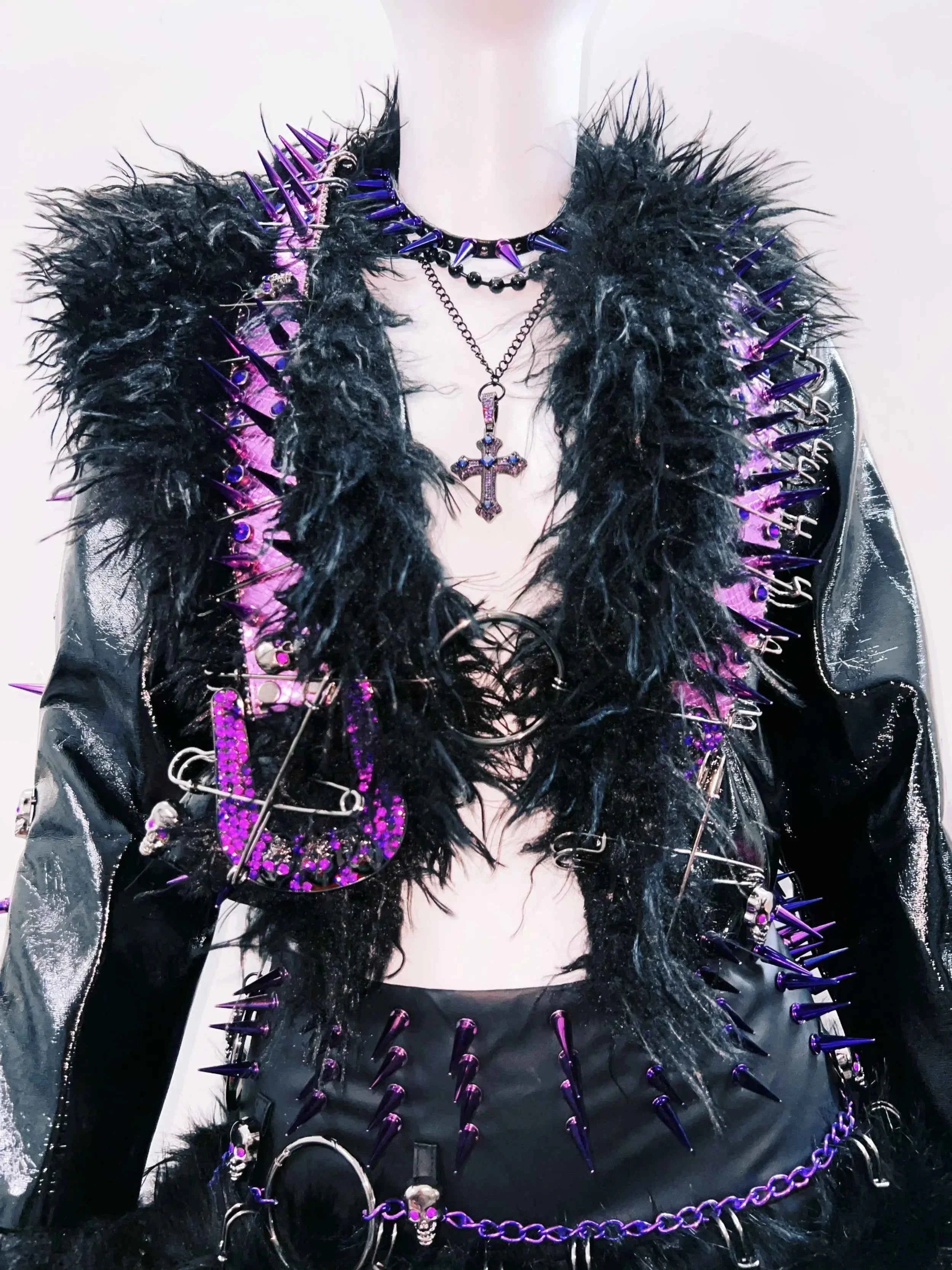 Women's Rivet Leather jacket Skull Leather jacket Gothic Leather jacket