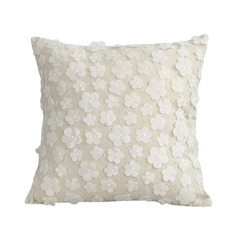 DecorBites™ Daisy Flora Embroidered Cushion Cover - Home Decor Yellow Blue Flowers