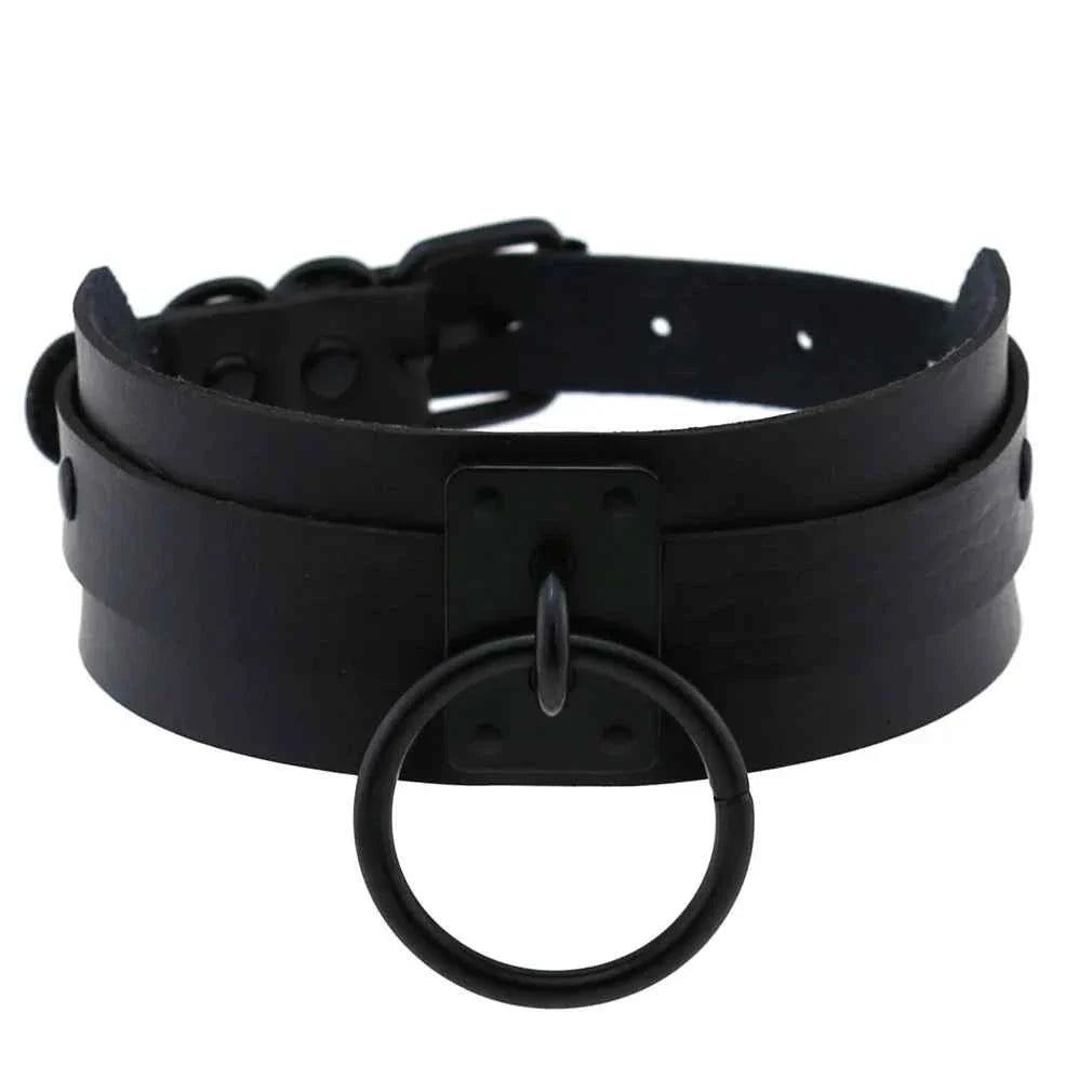 Metal Leather Choker Collar Goth Fashion Accessories