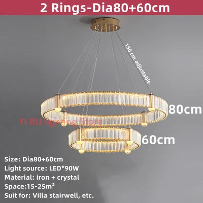 DecorBites™ Crystal Ceiling Chandelier LED Indoor Lighting for Living Room Bedroom Study