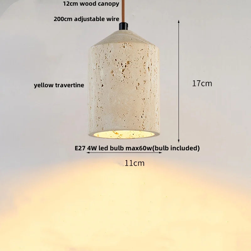 DecorBites™ Japanese Style LED Pendant Lights Wood Canopy Cement Lampshade