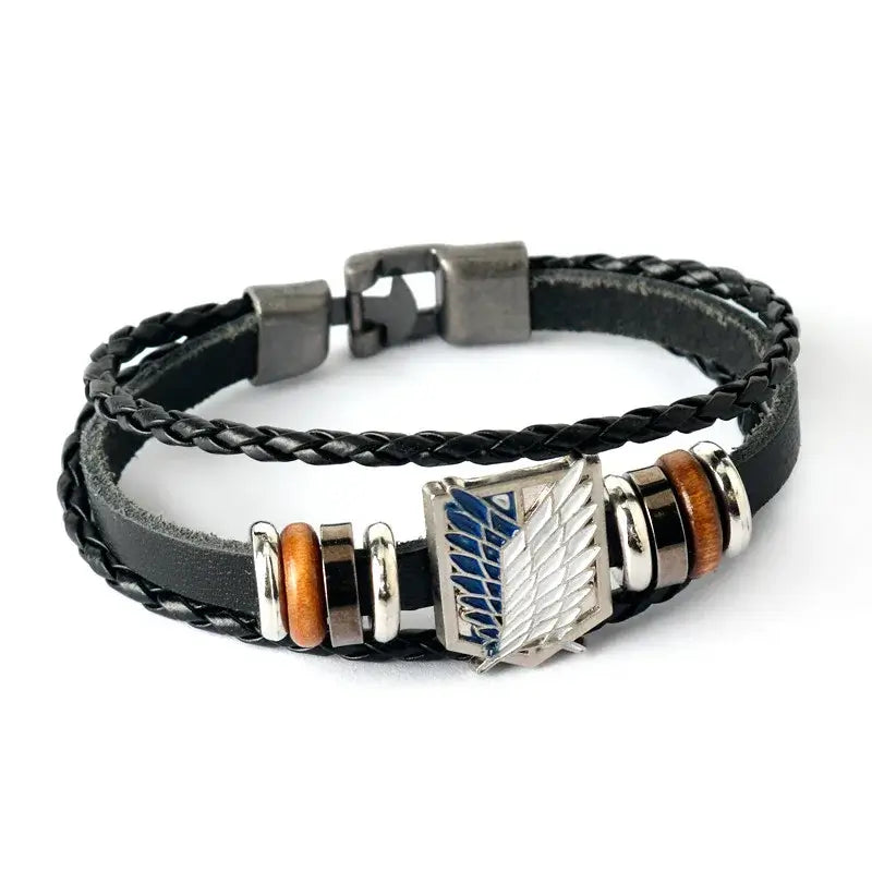 Anime Woven Cowhide Bracelet – Multilayer Buckle Gift