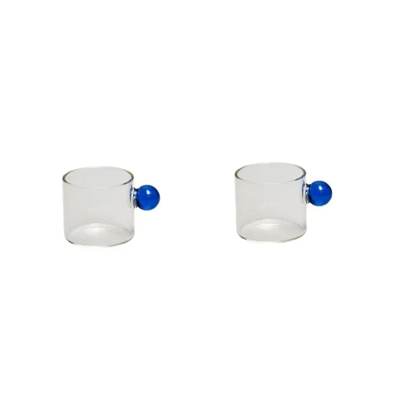 DecorBites™ Glass Espresso Cups Set with Saucers, Handle, 110ml - Table Decor and More