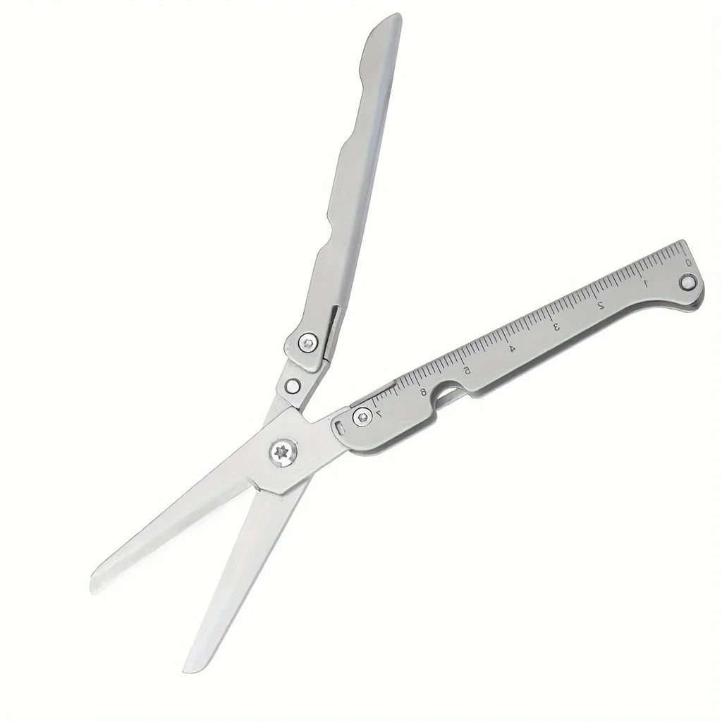 Portable Multifunctional Folding Scissors, Stainless Steel Outdoor Survival Tool for Camping Fishing Hunting