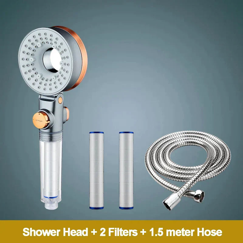 DecorBites™ Dual-Sided Shower Head 3 Jettings Water Saving Filtration Round Rainfall