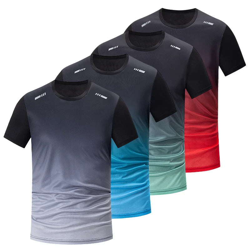 Men's Gradient Quick-Dry Sports T-Shirt Short Sleeve - Running & Fitness Casual Tee