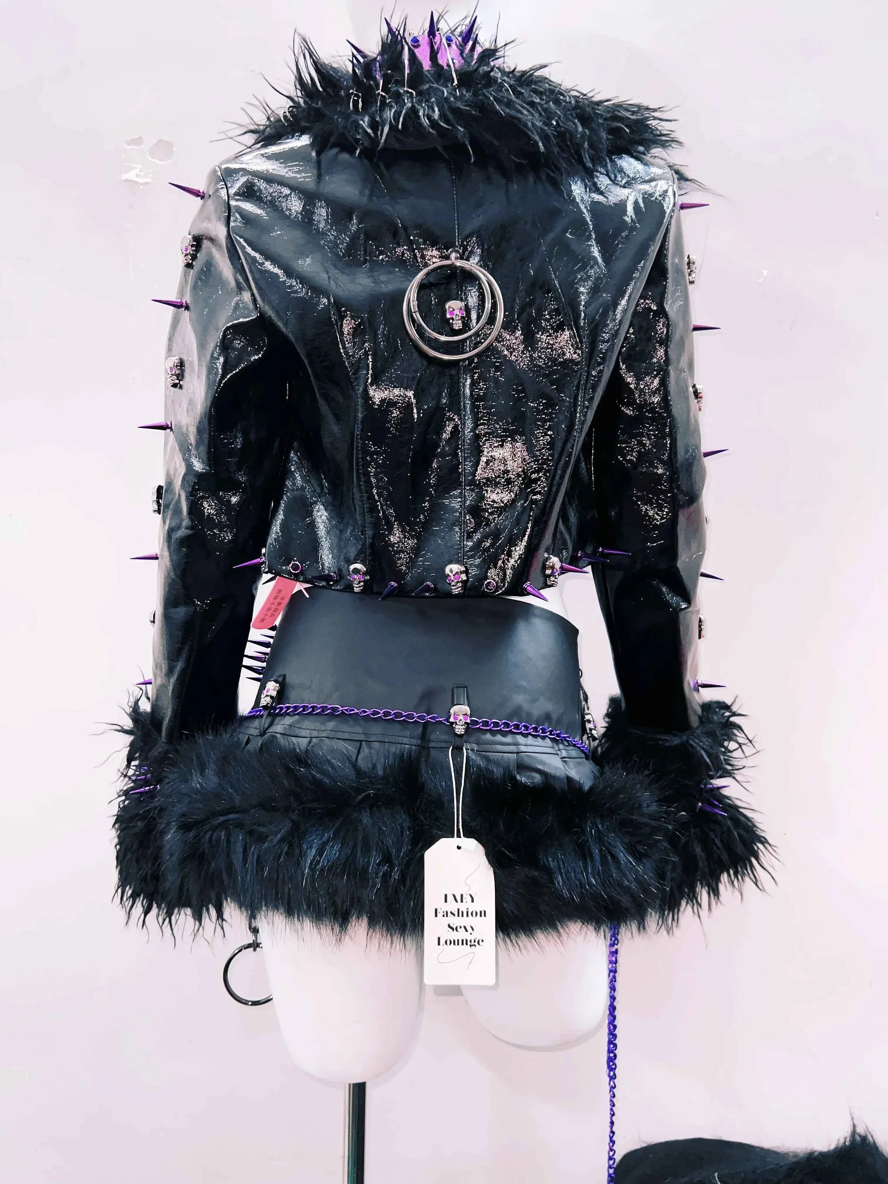 Women's Rivet Leather jacket Skull Leather jacket Gothic Leather jacket