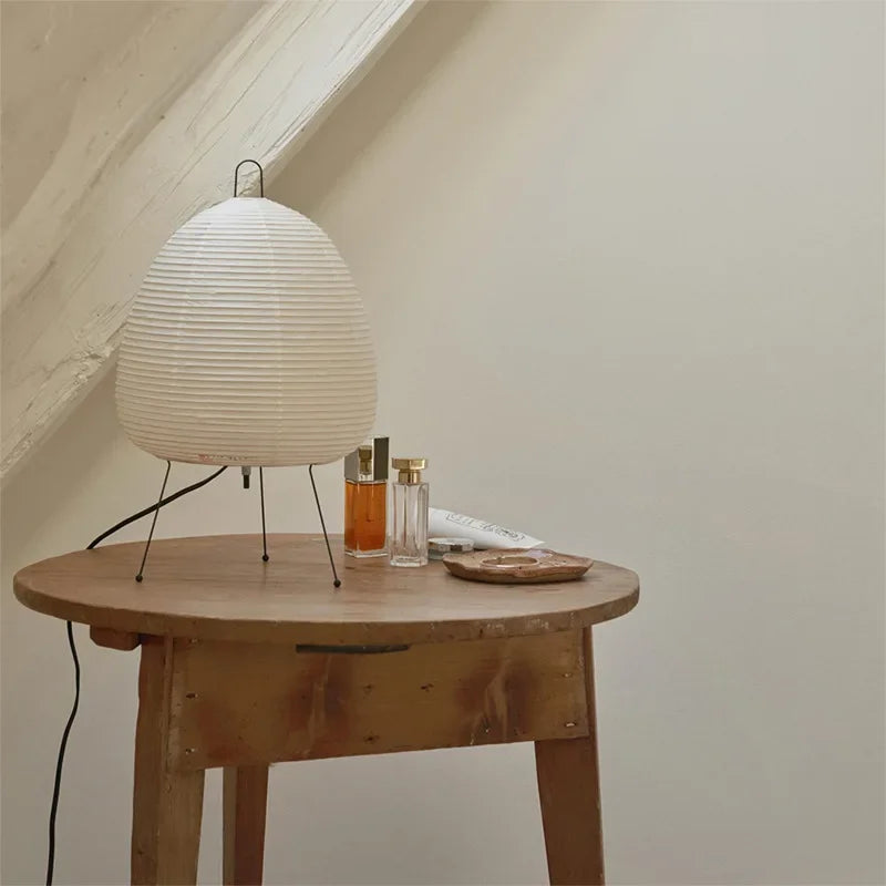 DecorBites™ Japanese Style Rice Paper Desk Lamp for Home Decor, E27 Bedroom & Study Room Lighting