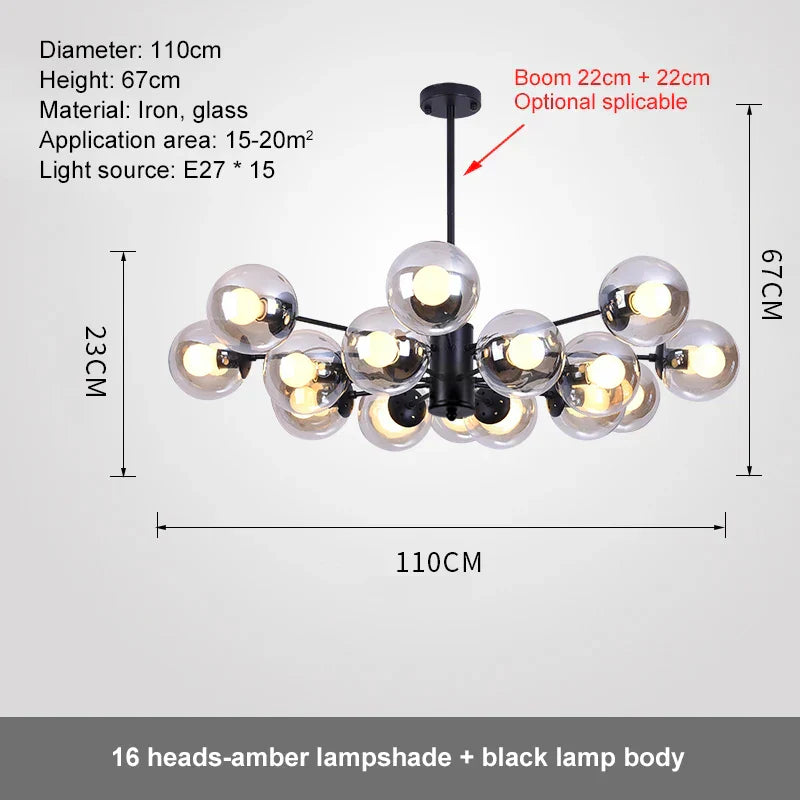 DecorBites™ Glass Ball LED Chandelier for Bedroom and Dining Room