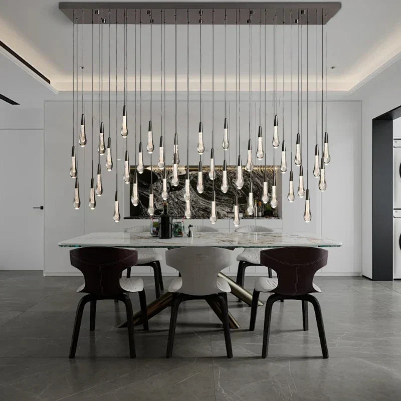 DecorBites™ Crystal Water-drop Ceiling Chandelier, Elegant Dining Room Décor.