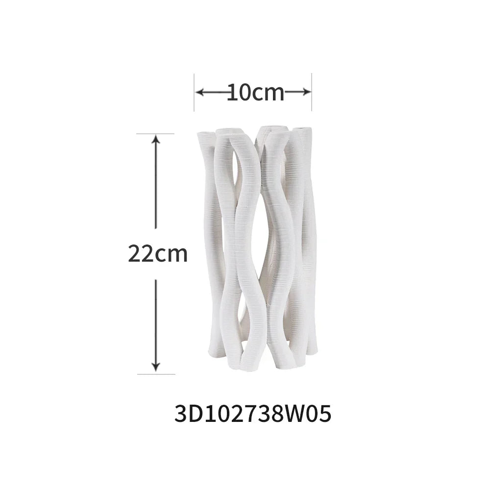 DecorBites™ Geometric Ceramic Hollow Vases Spiral Pipe Floral Arrangement Home Decor Figurines