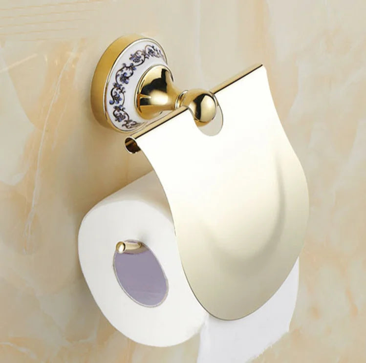 DecorBites™ Golden Polished Porcelain Bath Hardware Set for Bathroom Essentials