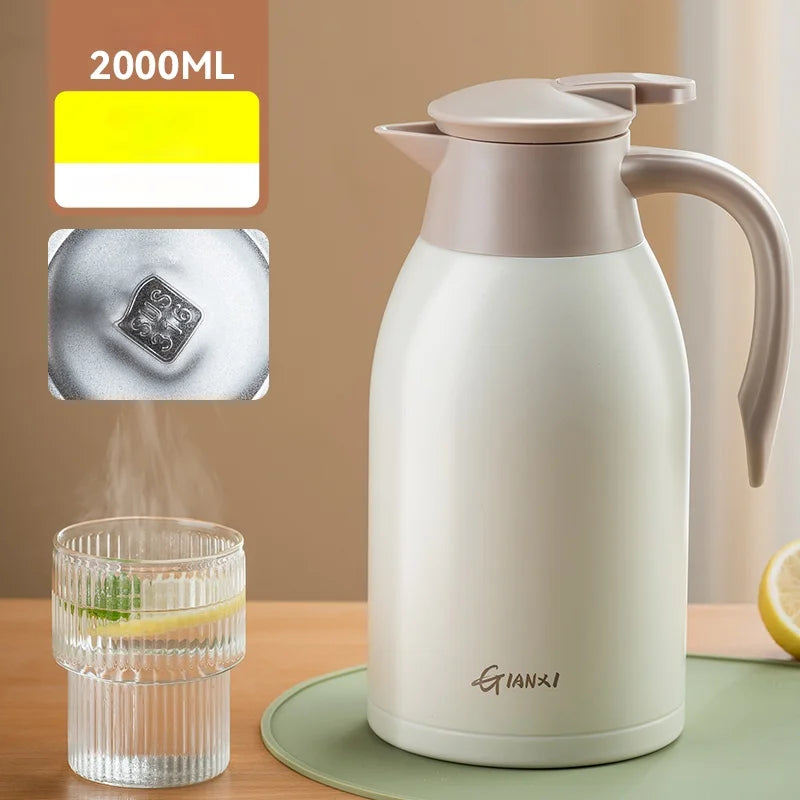 DecorBites™ Large 48-Hour Cold Bottle 2000ML Thermal Pot Hot Water Coffee Teapot