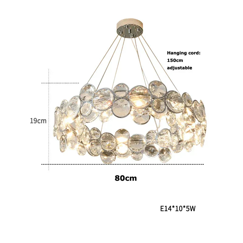 DecorBites™ Crystal Magic Ring Dimmable LED Pendant Light for Living Room & Foyer