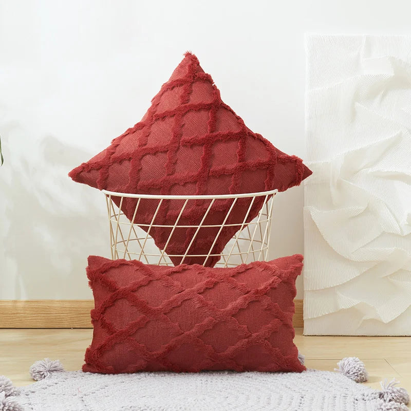 DecorBites™ Embroidered Diamond Cushion Cover for Modern Living Room Decor