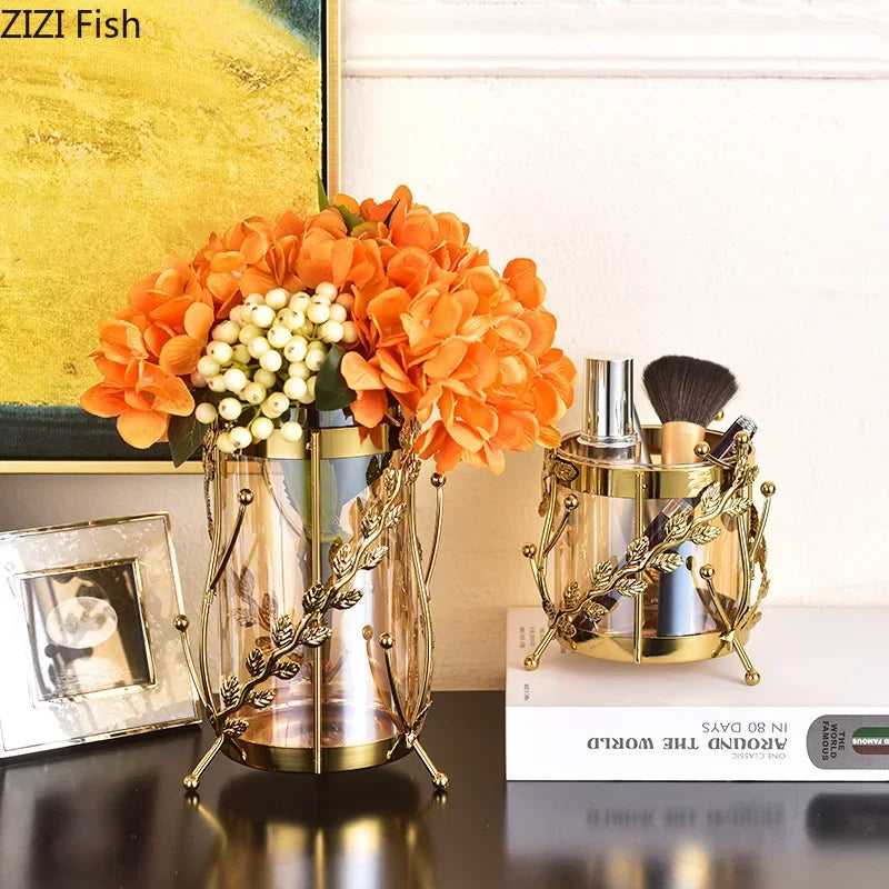 DecorBites™ Gilded Tree Branch Glass Vase for Stylish Flower Arrangement