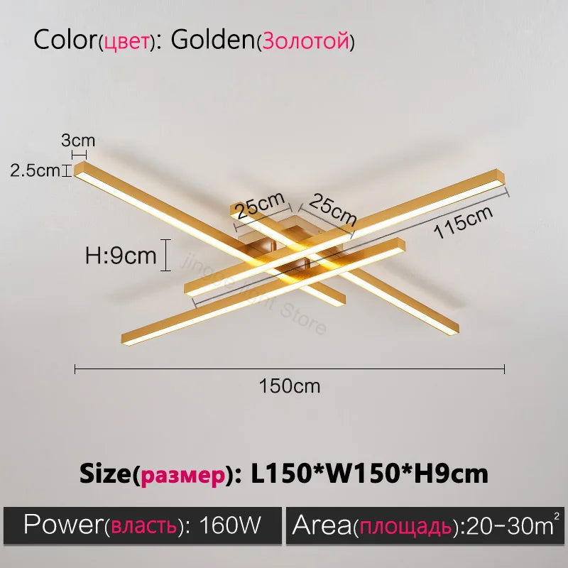 DecorBites™ Black Chandelier LED Ceiling Lamp: Nordic Minimalist Square Bedroom Living Room Lighting