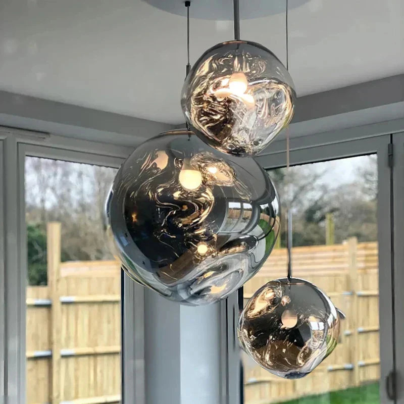 Golden glass lava led pendant light living room chandelier