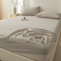 DecorBites™ Cotton Fitted Sheet: Wrinkled Yarn, Nordic Comfort, All Seasons Bed Cover